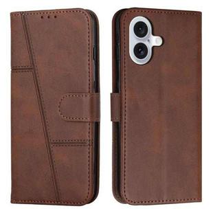 For iPhone 17 Stitching Calf Texture Buckle Leather Phone Case(Brown)
