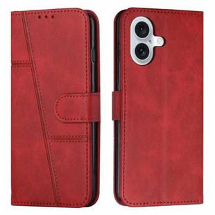 For iPhone 17 Stitching Calf Texture Buckle Leather Phone Case(Red)