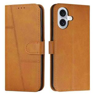 For iPhone 17 Stitching Calf Texture Buckle Leather Phone Case(Yellow)