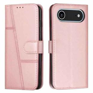 For iPhone 17 Air Stitching Calf Texture Buckle Leather Phone Case(Rose Gold)