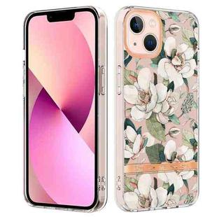 For iPhone 15 Plus Flowers and Plants Series IMD TPU Phone Case(Green Gardenia)