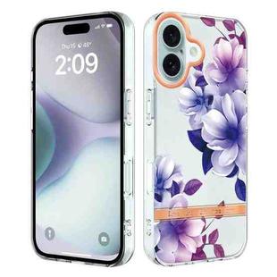 For iPhone 16 Plus Flowers and Plants Series IMD TPU Phone Case(Purple Begonia)