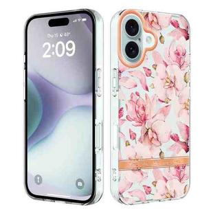 For iPhone 16 Plus Flowers and Plants Series IMD TPU Phone Case(Pink Gardenia)