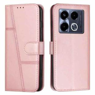 For Infinix Note 40 Stitching Calf Texture Buckle Leather Phone Case(Rose Gold)
