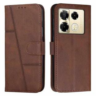 For Infinix Note 40 Pro 4G / 5G Stitching Calf Texture Buckle Leather Phone Case(Brown)