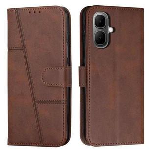 For Infinix Smart 10 4G Stitching Calf Texture Buckle Leather Phone Case(Brown)