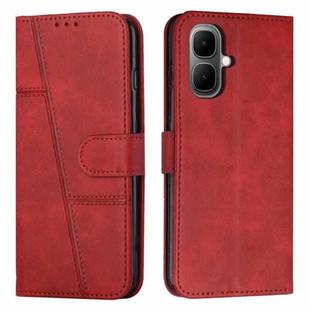 For Infinix Smart 10 4G Stitching Calf Texture Buckle Leather Phone Case(Red)
