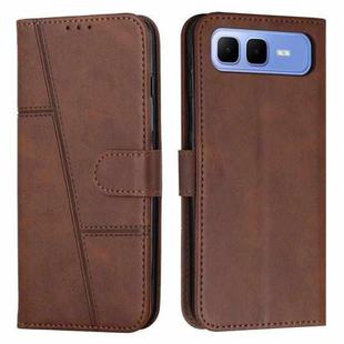 For Infinix Smart 10 Plus 4G Stitching Calf Texture Buckle Leather Phone Case(Brown)
