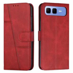 For Infinix Smart 10 Plus 4G Stitching Calf Texture Buckle Leather Phone Case(Red)