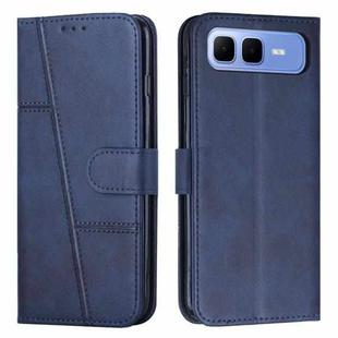 For Infinix Smart 10 Plus 4G Stitching Calf Texture Buckle Leather Phone Case(Blue)