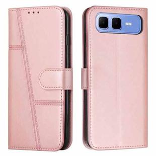 For Infinix Smart 10 Plus 4G Stitching Calf Texture Buckle Leather Phone Case(Rose Gold)