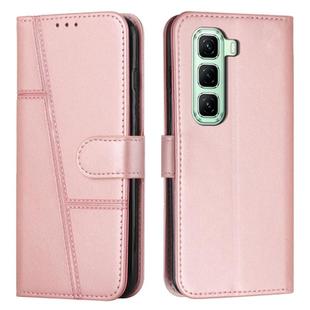For Infinix Hot 60 Pro 4G Stitching Calf Texture Buckle Leather Phone Case(Rose Gold)