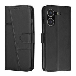 For Tecno Pova 5 4G Stitching Calf Texture Buckle Leather Phone Case(Black)