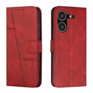 For Tecno Pova 5 4G Stitching Calf Texture Buckle Leather Phone Case(Red)