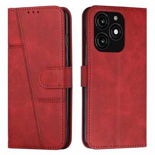 For Tecno Spark 20 Stitching Calf Texture Buckle Leather Phone Case(Red)