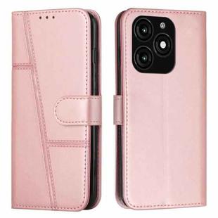 For Tecno Spark 20 Stitching Calf Texture Buckle Leather Phone Case(Rose Gold)