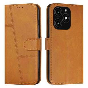 For Tecno Spark 20 Stitching Calf Texture Buckle Leather Phone Case(Yellow)