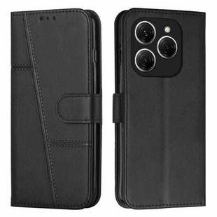 For Tecno Spark 20 Pro Stitching Calf Texture Buckle Leather Phone Case(Black)