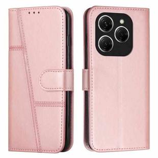 For Tecno Spark 20 Pro Stitching Calf Texture Buckle Leather Phone Case(Rose Gold)