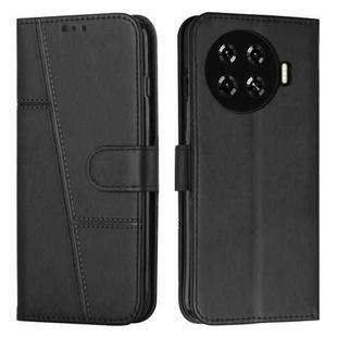For Tecno Spark 20 Pro+ Stitching Calf Texture Buckle Leather Phone Case(Black)