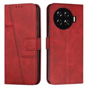 For Tecno Spark 20 Pro+ Stitching Calf Texture Buckle Leather Phone Case(Red)