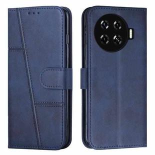 For Tecno Spark 20 Pro+ Stitching Calf Texture Buckle Leather Phone Case(Blue)