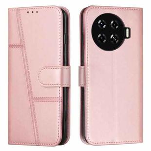 For Tecno Spark 20 Pro+ Stitching Calf Texture Buckle Leather Phone Case(Rose Gold)