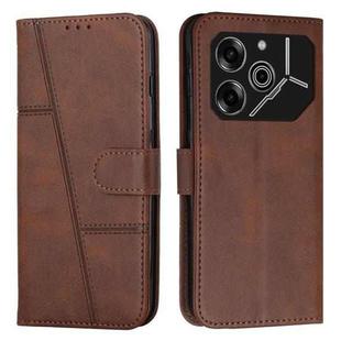 For Tecno Pova 6 Pro Stitching Calf Texture Buckle Leather Phone Case(Brown)