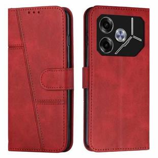 For Tecno Pova 6 Stitching Calf Texture Buckle Leather Phone Case(Red)