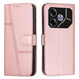 For Tecno Pova 6 Stitching Calf Texture Buckle Leather Phone Case(Rose Gold)