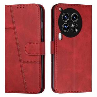 For Tecno Camon 30 Premier Stitching Calf Texture Buckle Leather Phone Case(Red)