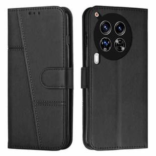 For Tecno Camon 30 4G / 5G Stitching Calf Texture Buckle Leather Phone Case(Black)