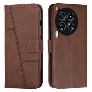 For Tecno Camon 30 4G / 5G Stitching Calf Texture Buckle Leather Phone Case(Brown)