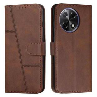 For Tecno Camon 30S Stitching Calf Texture Buckle Leather Phone Case(Brown)