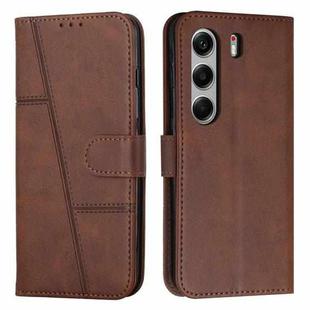 For Tecno Camon 40 4G Stitching Calf Texture Buckle Leather Phone Case(Brown)