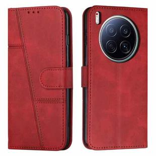 For Tecno Camon 40 Premier Stitching Calf Texture Buckle Leather Phone Case(Red)