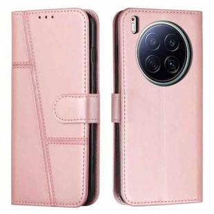 For Tecno Camon 40 Premier Stitching Calf Texture Buckle Leather Phone Case(Rose Gold)