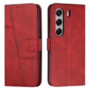 For Tecno Camon 40 Pro 5G Stitching Calf Texture Buckle Leather Phone Case(Red)