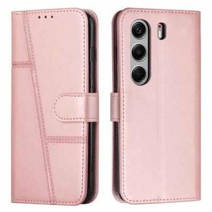 For Tecno Camon 40 Pro 5G Stitching Calf Texture Buckle Leather Phone Case(Rose Gold)