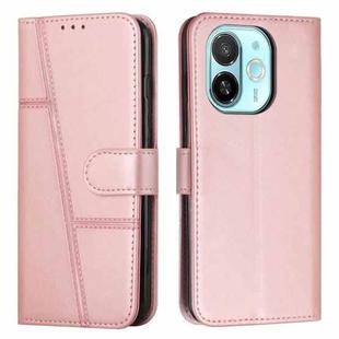 For Tecno Spark 30C 5G / Pop 9 5G Stitching Calf Texture Buckle Leather Phone Case(Rose Gold)