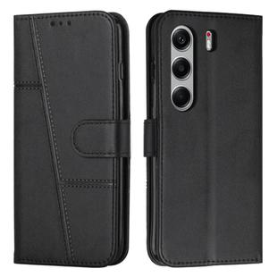 For Tecno Camon 40 Pro 4G Stitching Calf Texture Buckle Leather Phone Case(Black)