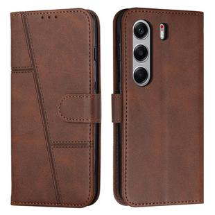 For Tecno Camon 40 Pro 4G Stitching Calf Texture Buckle Leather Phone Case(Brown)