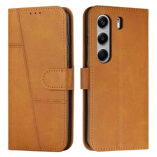 For Tecno Camon 40 Pro 4G Stitching Calf Texture Buckle Leather Phone Case(Yellow)