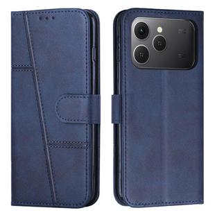 For Tecno Spark 40 4G Stitching Calf Texture Buckle Leather Phone Case(Blue)