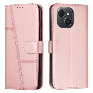 For Tecno Spark 40C Stitching Calf Texture Buckle Leather Phone Case(Rose Gold)