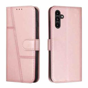 For Samsung Galaxy A25 5G Stitching Calf Texture Buckle Leather Phone Case(Rose Gold)