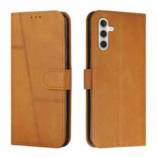 For Samsung Galaxy S23 FE 5G Stitching Calf Texture Buckle Leather Phone Case(Yellow)