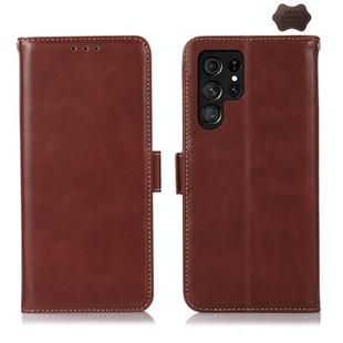 For Samsung Galaxy S24 Ultra Crazy Horse Top Layer Cowhide Leather Phone Case(Brown)