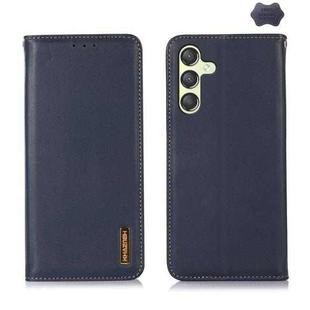 For Samsung Galaxy A25 5G Global KHAZNEH Nappa Top Layer Cowhide Leather Phone Case(Blue)