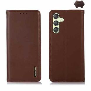 For Samsung Galaxy A25 5G Global KHAZNEH Nappa Top Layer Cowhide Leather Phone Case(Brown)